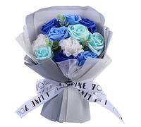 OUNONA 1 Ramo De Rosas Artificiales Flores De Jabón Ramo De Rosas De Jabón Conformado Jabón De Baño Ramo De Rosas Ramo De Jabón De Clavel Flor De Simulación Blue Cinta