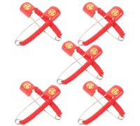 OUNONA 10 imperdibles para pañales de tela, 5,5 cm/2,2", acero inoxidable, con forma de bolsita de amuleto de la suerte chino y cuerda roja, cierres de seguridad para pañales de bebé durante el