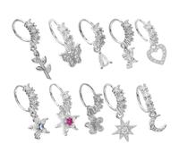 OUNONA 10 Piezas Anillo De Nariz De Acero Inoxidable Aros Nasales para Mujer Anillos Nasales Metálicos Joyas Nariz Uso Diario Formas Delicadas Elegante