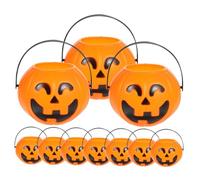 OUNONA 10 Piezas Cubos de Calabaza de Plástico Resistentes para Halloween Mini Baldes con Diseño Decorativo para Dulces para Fiestas y Decoración Festiva
