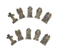 OUNONA 10 Piezas Decoraciones Halloween Miniaturas Tumbas con Efecto Dorado para Fiesta y Casa Adornos Temáticos para Terrorífico y Aterrador
