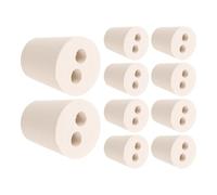 OUNONA 10piezas Unidades Tapones de Goma Cónicos Sólidos Beige con Dos Agujeros Tapones de Laboratorio Flexibles para Tubos de Ensayo y Frascos Diámetro Base Uso Científico Industrial