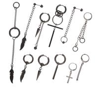 OUNONA 11 Piezas Pendientes De Clip Personalizados Negros Pendientes Colgantes Bisagra De Acero Inoxidable Para Hombre y Mujer Para Uso Diario