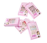 OUNONA 120 Piezas Uñas Postizas Pegatinas de Dibujos Animados Uñas Falsas Calcomanías Coloridas para Manicura para Niñas Estilo Aleatorio