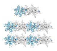 OUNONA 15 Pinzas Pelo Copos de Nieve Plateados y Azules Clips Metálicos Antideslizantes de Doble Capa Accesorios Navideños Brillantes para Fiestas y Uso Diario