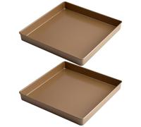 OUNONA 2 bandejas para galletas de acero al carbono, bandejas cuadradas | Bandeja para pizza de 11x11 pulgadas para asar verduras, molde poco profundo para hacer pasteles con control de deformación,