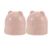 OUNONA 2 borlas para polvos corporales con contenedor - Borla de viaje con diseño de oso para polvos de bebé y estuche recargable con tamiz - Aplicador corporal para después del baño, uso diario en