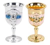 OUNONA 2 copas vintage: Copa rústica de comunión - de metal ornamentada - Cáliz europeo para rituales sagrados, ceremonias religiosas y recepciones de bodas.