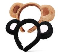 OUNONA 2 Diademas Elásticas de Peluche con Orejas de Oso Tridimensionales para Fotos y Fiestas de Cosplay en Navidad y Halloween