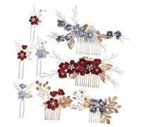OUNONA 2 juegos Peinetas para Novia con Perlas y Flores Artificiales Set de Accesorios de Pelo para Bodas y Fiestas Peinetas Elegantes para Mujeres para Ceremonias y Fotografía