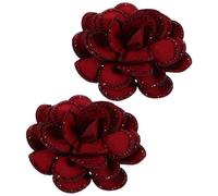 OUNONA 2 Pares De Pinzas Para Zapatos Con Forma De Flor Para Boda Con Diamantes De Imitación Hechas A Mano Color Rojo