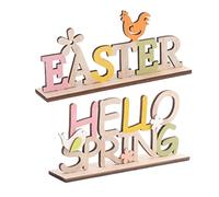 OUNONA 2 Piezas Adorno Decorativo de para Pascua de Easter y Hello Spring Accesorios Coloridos para Oficina y Hogar para Celebraciones de Primavera