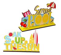 OUNONA 2 Piezas Adornos de Madera para Decoración de Fiesta de Verano de Soak Up The Sun y para Decoración de Escritorio y Fotografía para Eventos Luau y Ocasiones Especiales