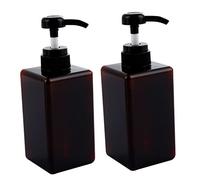 OUNONA 2 piezas Botella Dispensadora de Loción Set para Viaje Recipientes Reutilizables para Champú Jabón y Emulsiones Color Marrón