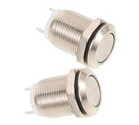 OUNONA 2 piezas Botón de Timbre de Puerta Reemplazable Pulsador Duradero de Niquelado Resistente y Fácil de Instalar para Timbre Cableado Auto-reset Plano con Patas para Soldar