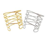 OUNONA 2 piezas Brazalete Ajustable de Metal para Mujer de Diseño Elegante y Único para Color Dorado y Blanco K