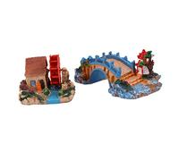 OUNONA 2 Piezas Cabina de Rueda de Agua Decoraciones de peceras Falso decoración de Tanques Puente de Acuario para pecera decoración del Acuario Adorno de Peces decoración de Peces