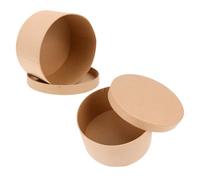 OUNONA 2 Piezas Caja de Papel Maché con Tapas, Caja de Sombreros Redonda, Papel Kraft Color Caqui, 12,5cm, para Cookies y Pequeños Objetos, Adecuado para Manualidades y Celebraciones