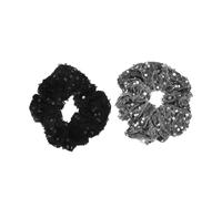 OUNONA 2 piezas Coleteros Elásticos Lentejuelas para Mujer y Niña de Unidades Negro y Plata Accesorios Decorativos para Peinados Versátiles y Cómodos