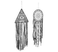 OUNONA 2 Piezas Negro con Borlas y Redonda Decoración Colgante Boho para Dormitorio Salón y Coche Filtro de Sueños y Relajante