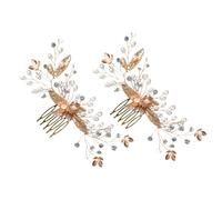OUNONA 2 Piezas Peineta de Perla de Cristal para Novia Accesorios Vintage Cabello Tocado de Boda Elegante para Damas Especiales Peineta Decorativa Gemas de Imitación para Bodas