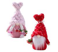 OUNONA 2 Piezas Peluche Enano San Valentín Decoración Romántica Adorno Escena Parejas Rojo y Rosa