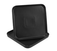 OUNONA 2 Piezas Plato de Bistec Cuadrado Negro de Cerámica Estilo Nórdico | Apto para Lavavajillas, Apilable y Ahorra Espacio, Adecuado para Servir en Reuniones y Desayunos