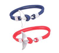 OUNONA 2 piezas Pulseras de de Ballena para Parejas Cuerda Trenzada de con Gancho Metálico Pulseras Náuticas Ajustables para Hombres y Mujeres de Unidades