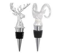 OUNONA 2 piezas Tapones de Vino de Aleación Decorativos con Anillo para Sellado Hermético Conservador para Botellas Diseño Plata con Cabezas de y Antílope