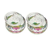 OUNONA 2 piezas Vaso Cristal para Uñas con Tapa Taza para Líquido y Recipiente Portátil con Diseño Colorido y Tapa para Conservar Líquidos