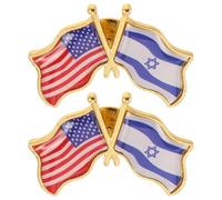 OUNONA 2 Pines de Solapa Coleccionables de Aleación de Zinc Banderas de Estados Unidos E Israel para Compañeros y Seres Queridos, Broches Versátiles para Camisa y Mochila