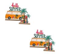 OUNONA 2 Series Adornos Decorativos De Madera Decoración Tropical Centro De Mesa Plantas Pequeño Temático Habitación Central Decoraciones De Fiesta Tiki Condujo 2 Piezas*2