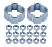 OUNONA 20 Abrazaderas de Doble Oreja para Mangueras de Plomería Acero al Carbono 15-18 MM Surtido de Clips para Tubos Instalación Rápida y Sujeción Segura