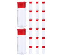 OUNONA 20 de plástico con dosificador: dosificadores de especias portátiles con tapa para barbacoa, ensalada - Dispensadores de condimentos de 100 ml para hojuelas de chile, sal, pimienta, rojo