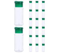 OUNONA 20 de plástico con dosificador: dosificadores de especias portátiles con tapa para barbacoa, ensalada - Dispensadores de condimentos de 100 ml para hojuelas de chile, sal, pimienta,