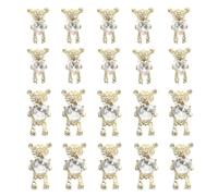 OUNONA 20 Piezas de Adornos para Uñas Forma de Oso 3D Decoración DIY para Manicura Accesorios de Aleación de Zinc Gemas de Imitación Tamaño Pequeño y Grande Color Dorado Adecuado