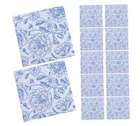 OUNONA 20piezas Servilletas Azules y De Papel Desechable Diseño Floral De Rosas Vintage Unidades Para Bodas Recepciones y Fiestas De Té