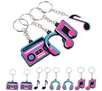 OUNONA 24 llaveros con notas musicales para fiestas, llaveros con auriculares, casetes, mochilas para estudiantes, colgantes para bolsos, artículos para bailar, premios para adultos.