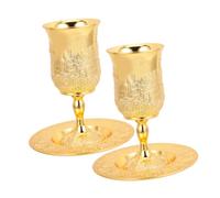 OUNONA 2juegos Judío Cáliz De Vino Relieve De Copa para Shabat Havdalah para Fiestas Religiosas con Bandeja