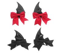 OUNONA 2pares Accesorios Cabello de Halloween de Pinzas Pelo Alas de Murciélago y Lazo para Disfraces Manualidades Cosplay y Festivales Espeluznantes