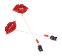 OUNONA 2piezas Broche De Gota De Aceite Rojo Broches De Labios Gemas De Imitación Para Ropa De Mujer o Solapas De Abrigo Broches