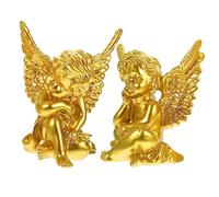 OUNONA 2piezas Figura De Ángel De Resina De Pequeñas Estatuillas Decorativas para Hogar Adorno De Boda y Mesa Artesanía con Textura Detallada para Decoración Navideña y Jardín