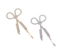 OUNONA 2piezas Horquilla Creativa Forma de Tijeras y Gemas de Imitación Pinza Cabello Accesorio de Pelo Brillante para Fiesta y Plata Unidades