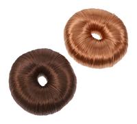 OUNONA 2piezas Peluca Para Niñas Extensiones De Donut y Anillos Para Hacer Moños Postizo Suave y Natural