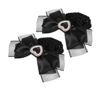 OUNONA 2piezas Redecillas Cabello Pinzas Elegantes Lazos y Cubre Moños Para Mujer Negro