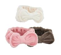 OUNONA 3 piezas Diademas de Coral para Mujer Bandas de Pelo Suaves para Maquillaje y Yoga Absorben Sudor Colores Rosa Café y Beige Único Cómodo para Deporte y Cuidado Facial