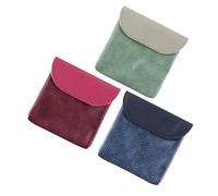 OUNONA 3 Piezas Portátiles para Almacenamiento de Tampones Estuche Sanitario de PU Resistente y Ligero Diseño Exclusivo con Cierre de Botón para Uso Diario Colores Vino Matcha y Azul