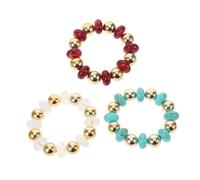 OUNONA 3 Piezas Pulseras Elásticas de Cuentas Acrílicas Bicolores para Mujer Brazaletes Geométricos Irregulares Apilables con Diseño Doble Joyería Ajustable y Moderna