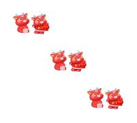 OUNONA 3 Series Decoración De Mesa De Ganado Vaca De Peluche Fiesta Hogar Animal De Granja Decoración De Vaca De Las Tierras Altas Interior para Suave Vacas Toro Resina Rojo 2 Piezas X 3
