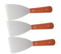 OUNONA 3piezas Espátulas De Acero Inoxidable Para Cocina Espátula Para Asar y Repostería Con Mango De Madera Cómodo y Resistente Al Calor Utensilios Multiusos Para Restaurantes y Catering
